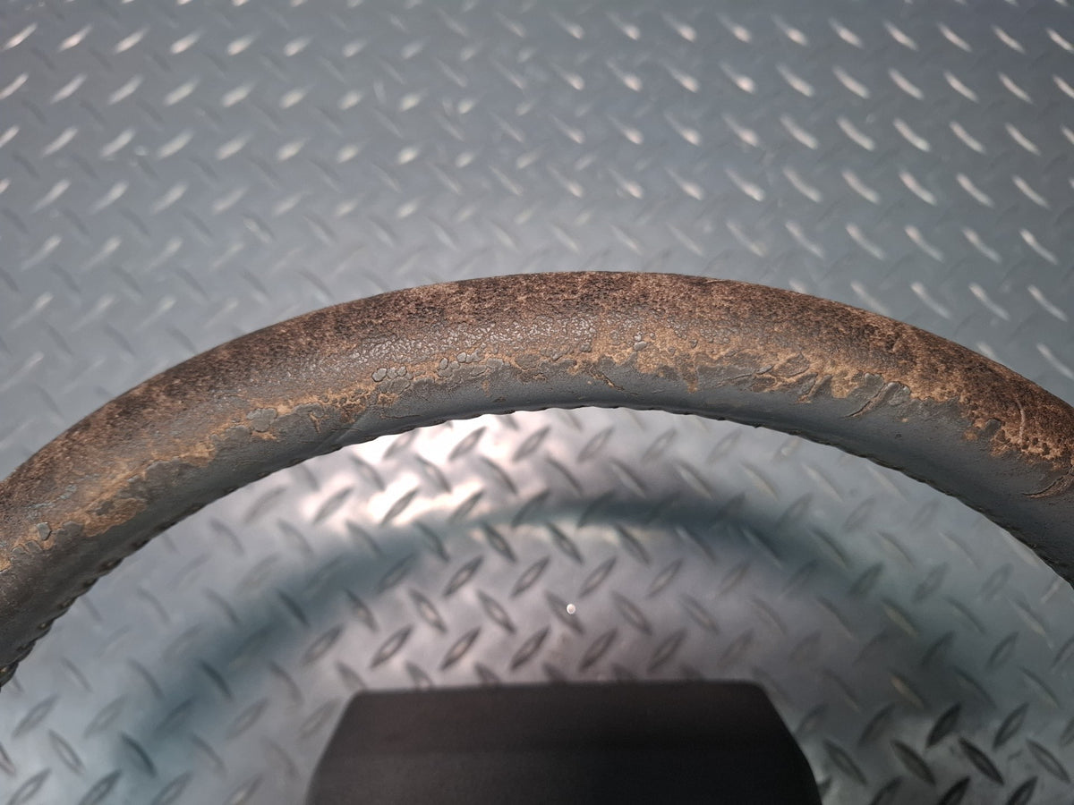 85-86 Toyota Cressida MX73 Leather Steering w Horn Pad Gray Damaged