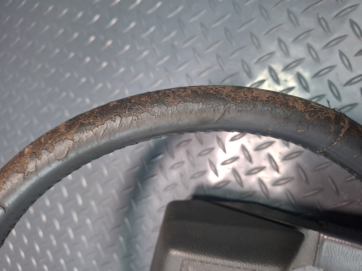85-86 Toyota Cressida MX73 Leather Steering w Horn Pad Gray Damaged