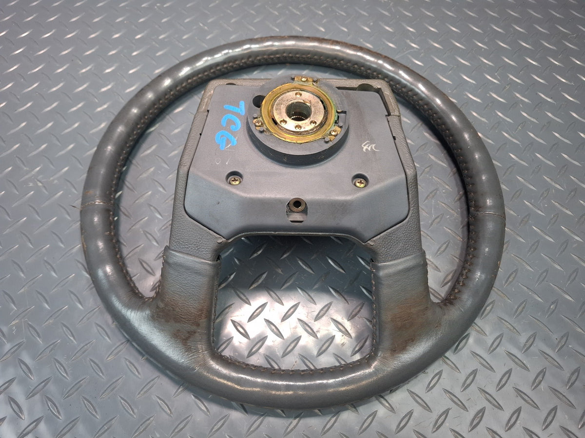 85-86 Toyota Cressida MX73 Leather Steering w Horn Pad Gray Damaged