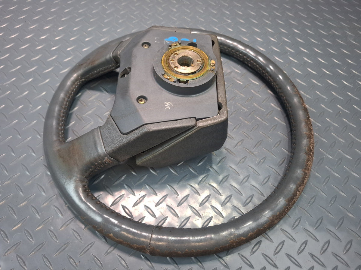 85-86 Toyota Cressida MX73 Leather Steering w Horn Pad Gray Damaged