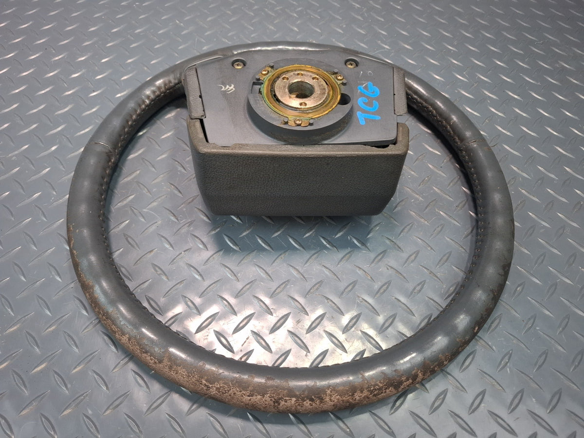 85-86 Toyota Cressida MX73 Leather Steering w Horn Pad Gray Damaged