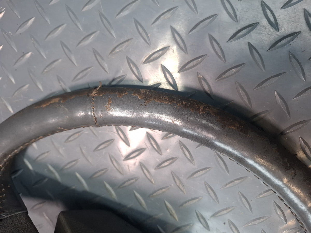 85-86 Toyota Cressida MX73 Leather Steering w Horn Pad Gray Damaged
