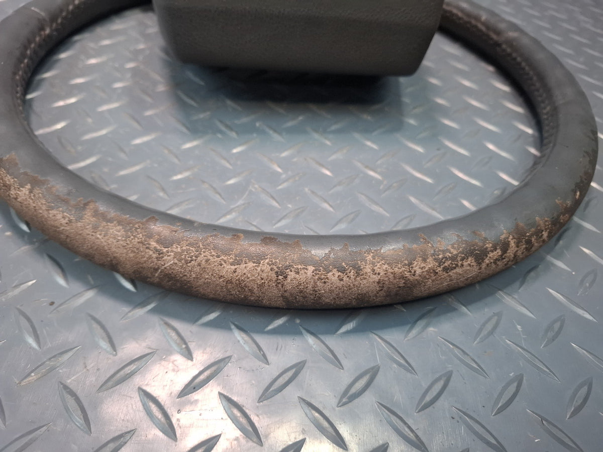 85-86 Toyota Cressida MX73 Leather Steering w Horn Pad Gray Damaged