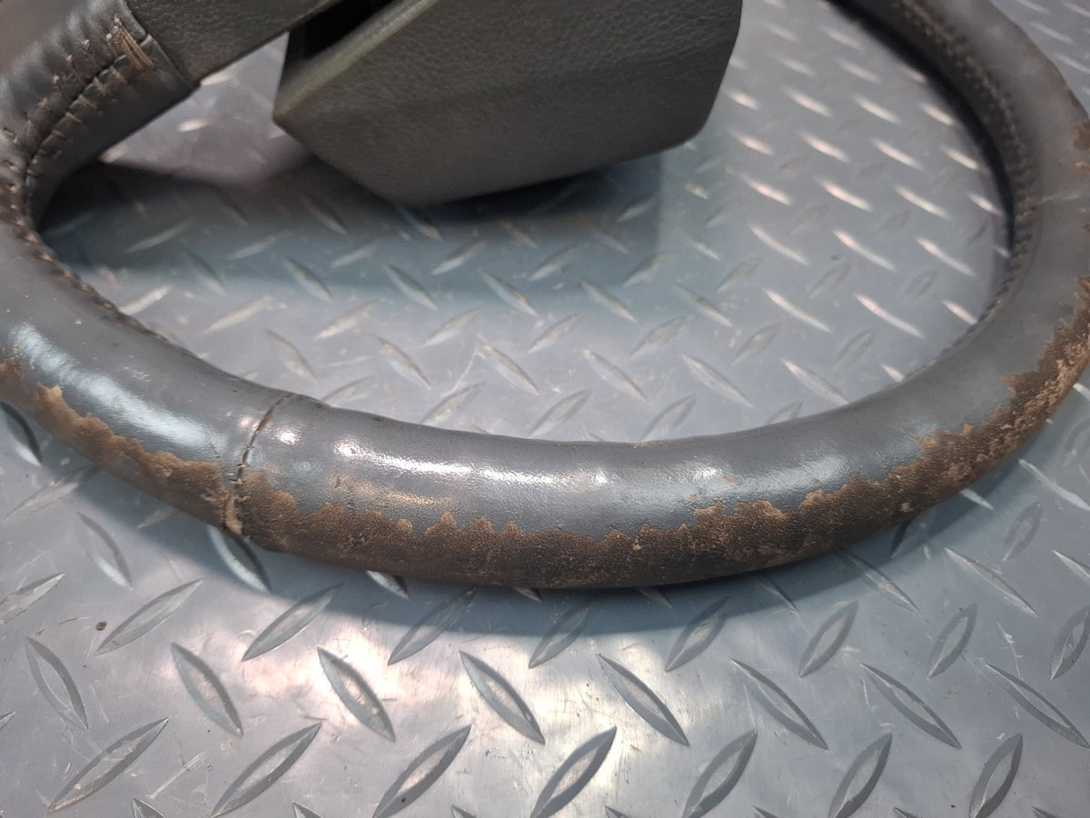 85-86 Toyota Cressida MX73 Leather Steering w Horn Pad Gray Damaged