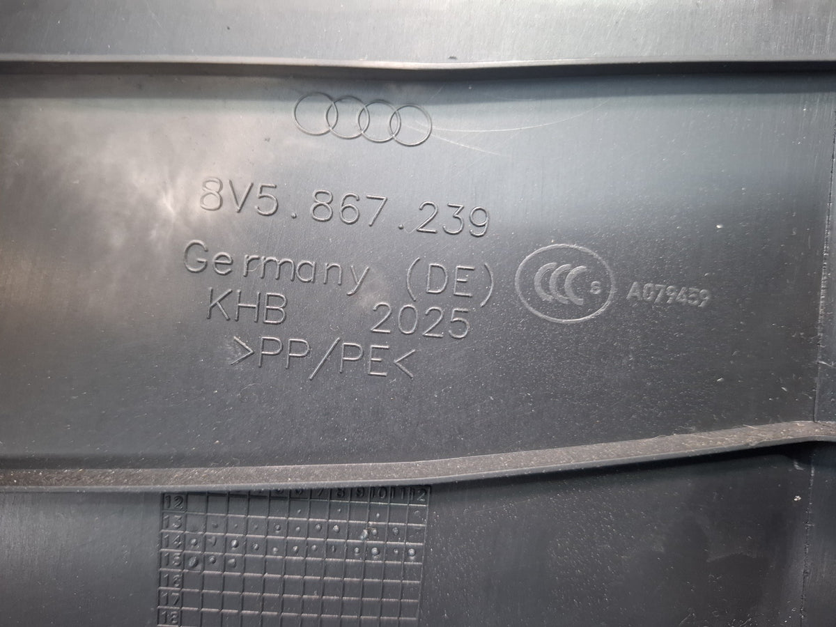 15-20 Audi A3 S3 8VS Sedan Left & Right Lower B-pillar Trim Cover Black Set OEM
