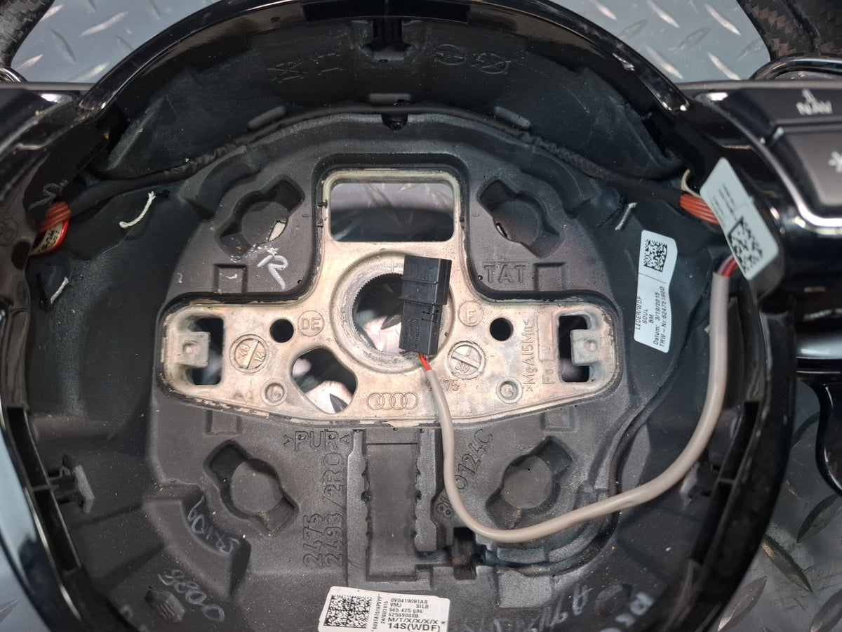 15-16 Audi S3 8VS S-line Sport Flat Bottom Leather Steering Black w Paddles OEM