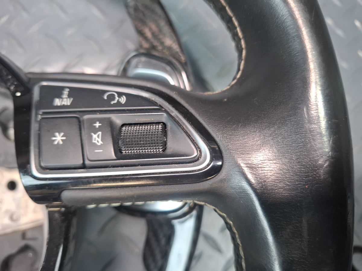 15-16 Audi S3 8VS S-line Sport Flat Bottom Leather Steering Black w Paddles OEM