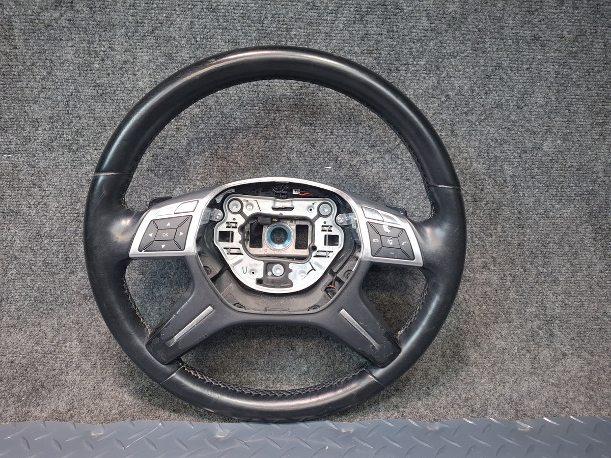2012-2015 Mercedes X166 W166 GL ML Leather Steering w Controls & Paddles Black
