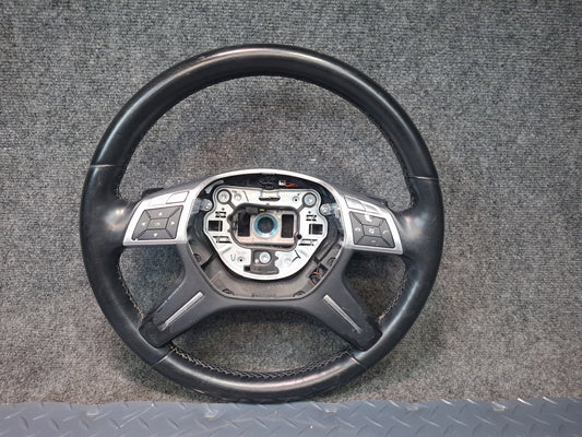 2012-2015 Mercedes X166 W166 GL ML Leather Steering w Controls & Paddles Black