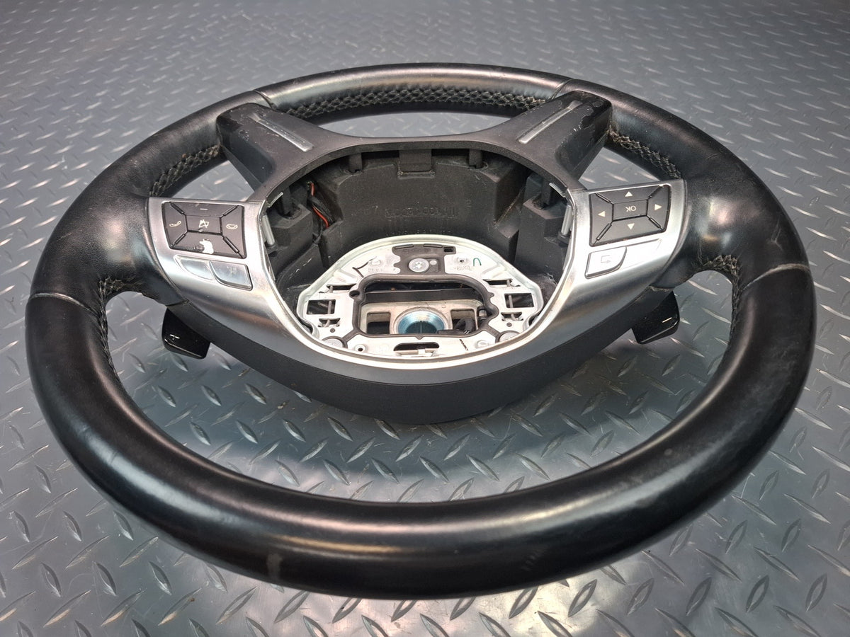 2012-2015 Mercedes X166 W166 GL ML Leather Steering w Controls & Paddles Black