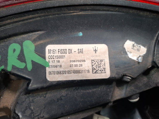 2017-2020 Maserati Levante M161 Rear Right Outer Tail Light Lamp 670106832