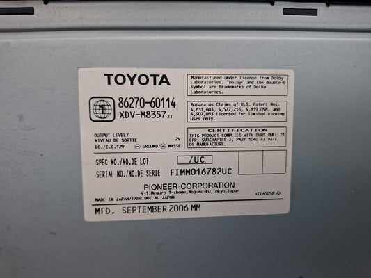 2005-2007 Lexus UZJ100L LX470 Multi-disc CD Changer Audio Player 86270-60114