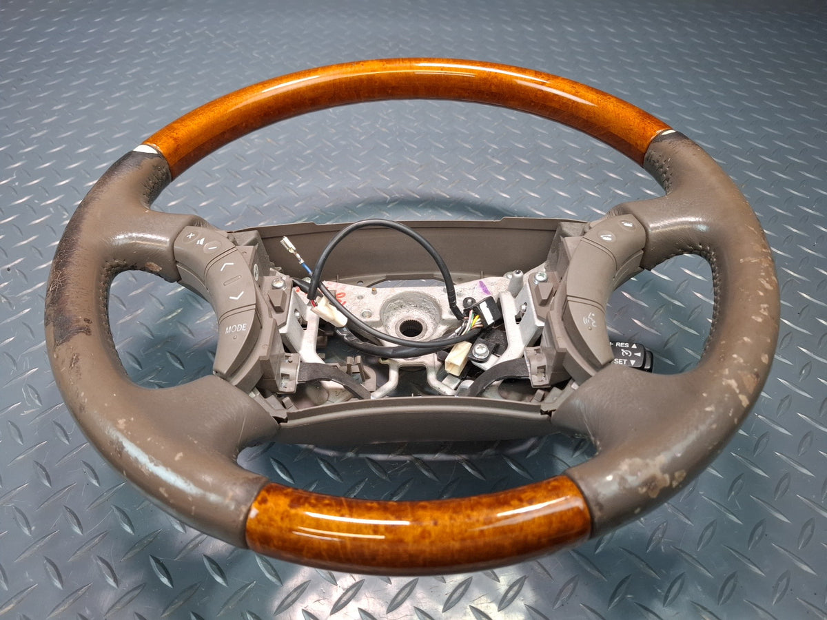 2003-2007 Lexus UZJ100L LX470 Leather Wood Steering W/ Cruise Switch Damaged