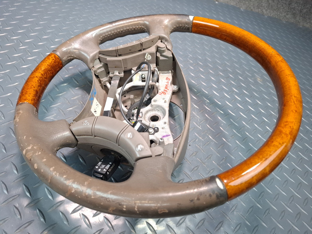 2003-2007 Lexus UZJ100L LX470 Leather Wood Steering W/ Cruise Switch Damaged