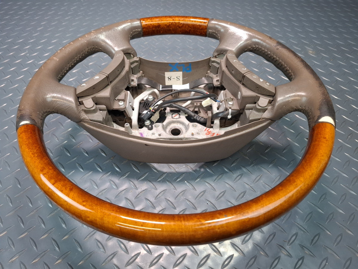 2003-2007 Lexus UZJ100L LX470 Leather Wood Steering W/ Cruise Switch Damaged
