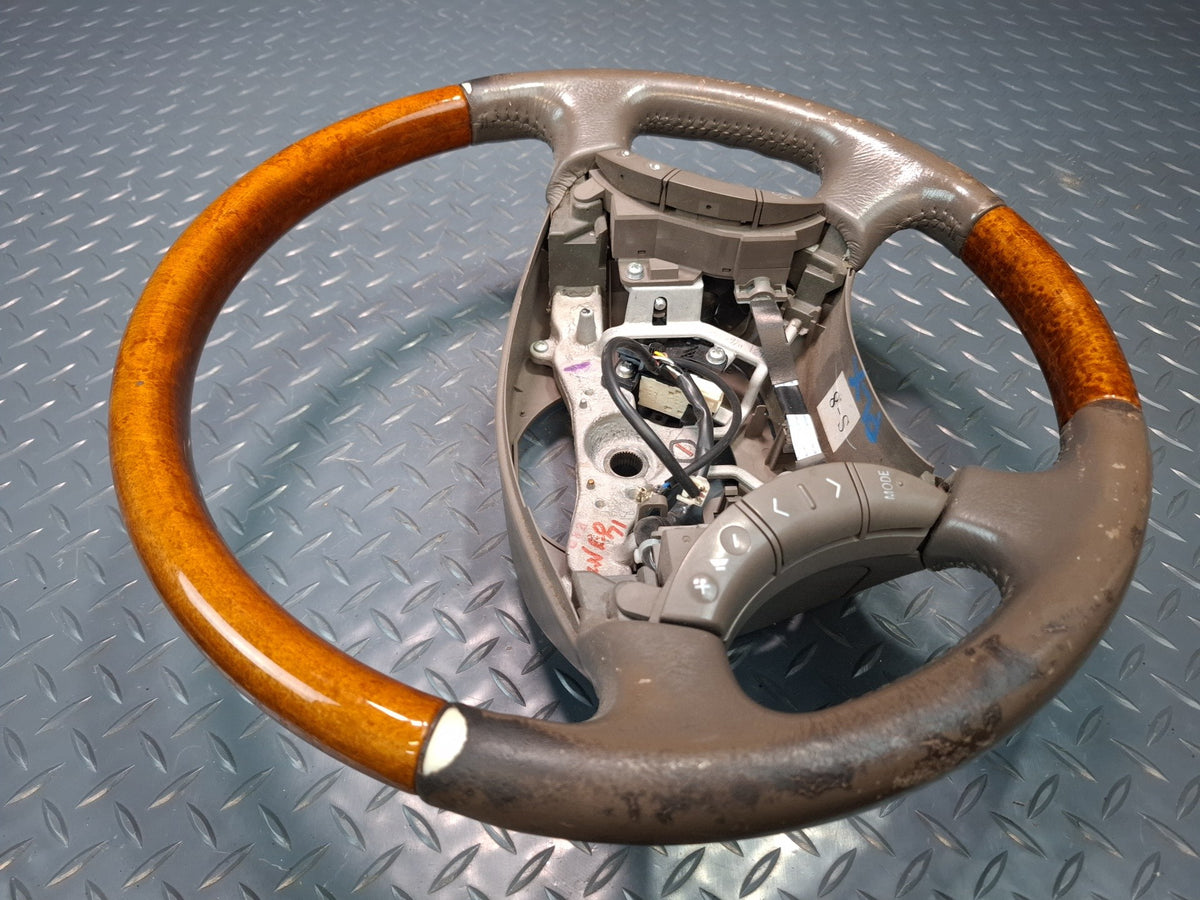 2003-2007 Lexus UZJ100L LX470 Leather Wood Steering W/ Cruise Switch Damaged
