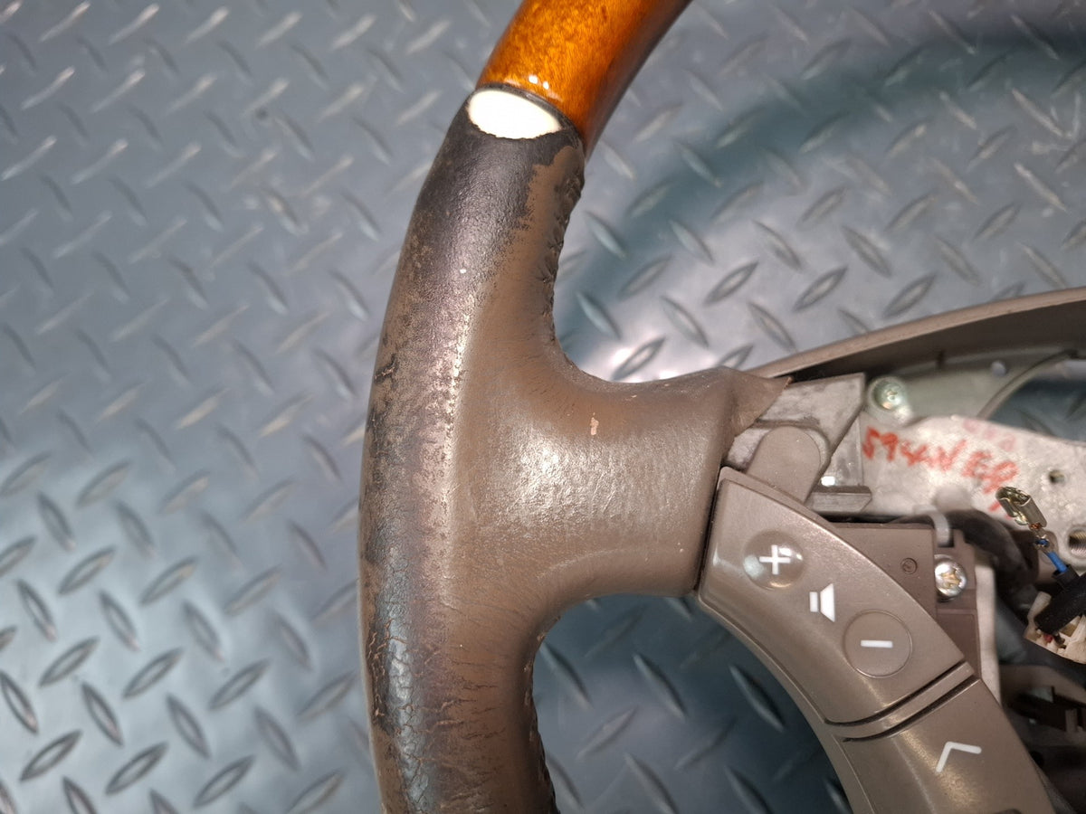 2003-2007 Lexus UZJ100L LX470 Leather Wood Steering W/ Cruise Switch Damaged