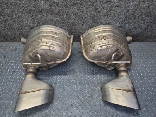 11-16 Porsche Panamera 970 3.6L Rear Right Left Side Exhaust Muffler W/ Tips Set