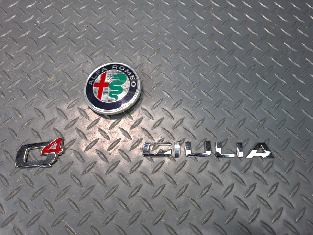 17-23 Alfa Romeo Giulia Q4 952 Rear Trunk Lid Tailgate Emblem Badge Set OEM