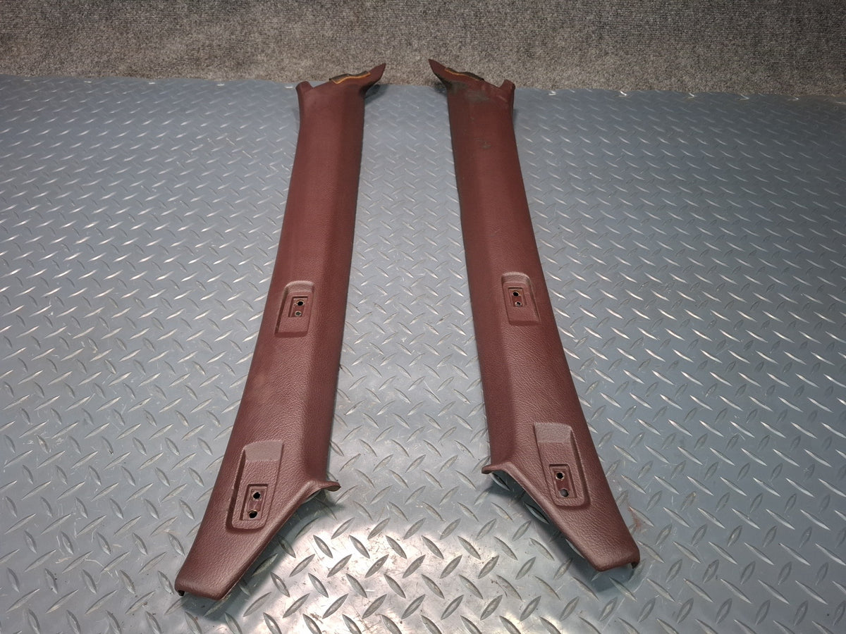 86-92 Toyota Supra MA71 Front Interior A Pillar Trim Cover Panel Set Maroon OEM