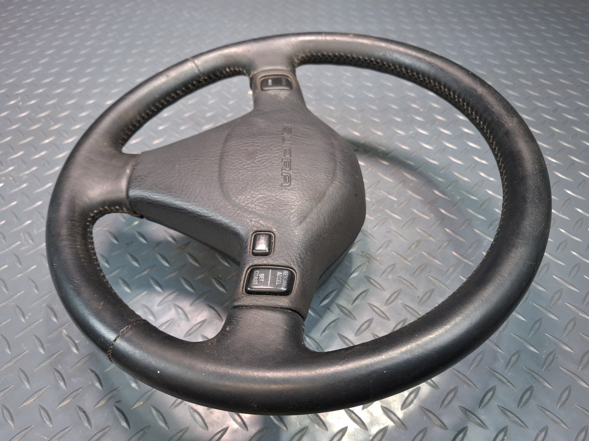 89-92 Toyota Supra MA71 Leather Steering Black w Cruise Switch OEM