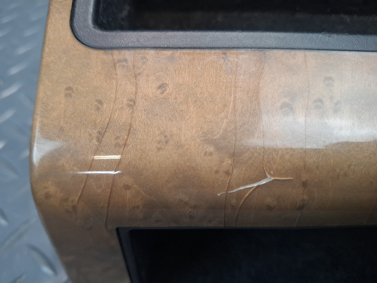 1994-1997 BMW E31 840Ci Rear Center Console Storage Wood Trim Cover Panel Dmgd