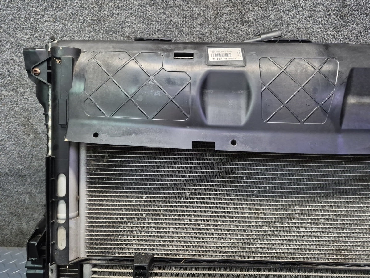 11-16 Porsche Panamera 970 3.6L AWD Engine Coolant Radiator Condenser Fan Assy