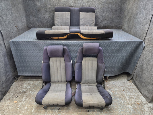 1983 Toyota Celica RA65 Convertible Front & Rear Cloth Seat Blue Gray Damaged