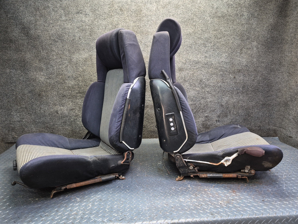 1983 Toyota Celica RA65 Convertible Front & Rear Cloth Seat Blue Gray Damaged