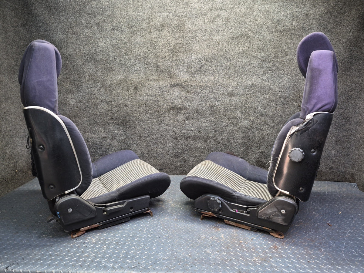 1983 Toyota Celica RA65 Convertible Front & Rear Cloth Seat Blue Gray Damaged