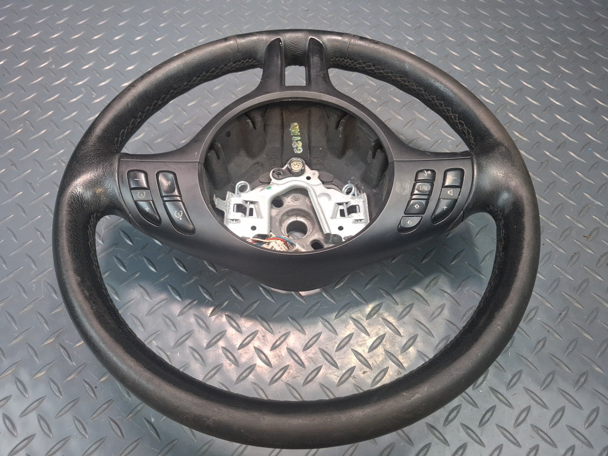 01-06 BMW E46 330Ci 3-SPOKE Leather Sport Steering Wheel w Controls OEM