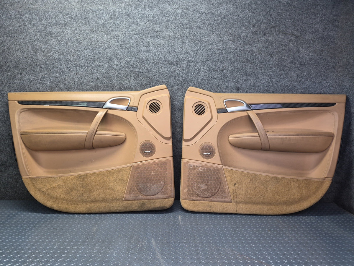 2008-2010 Porsche Cayenne 957 Front Door Interior Trim Panel Beige Set Damaged