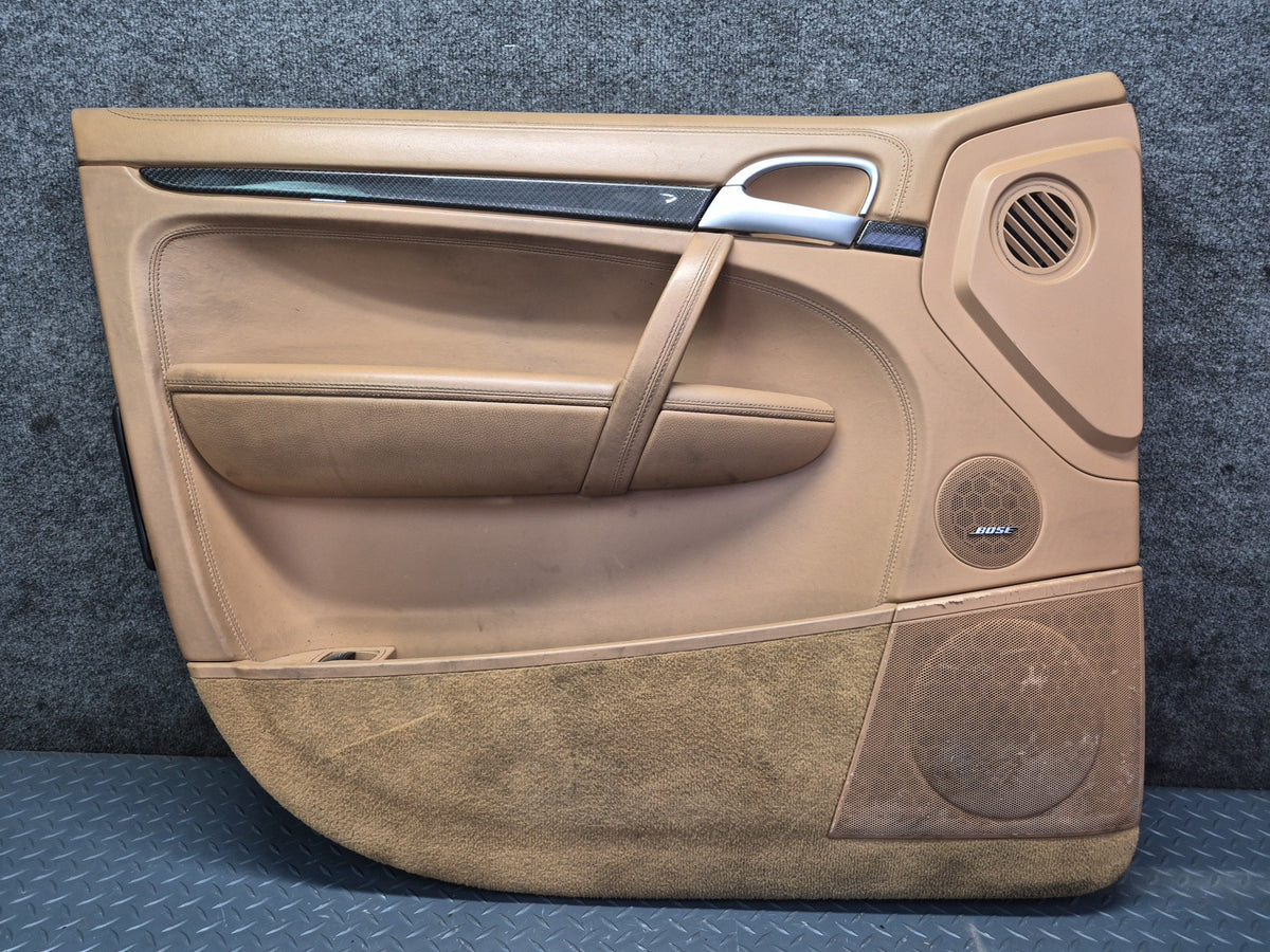 2008-2010 Porsche Cayenne 957 Front Door Interior Trim Panel Beige Set Damaged