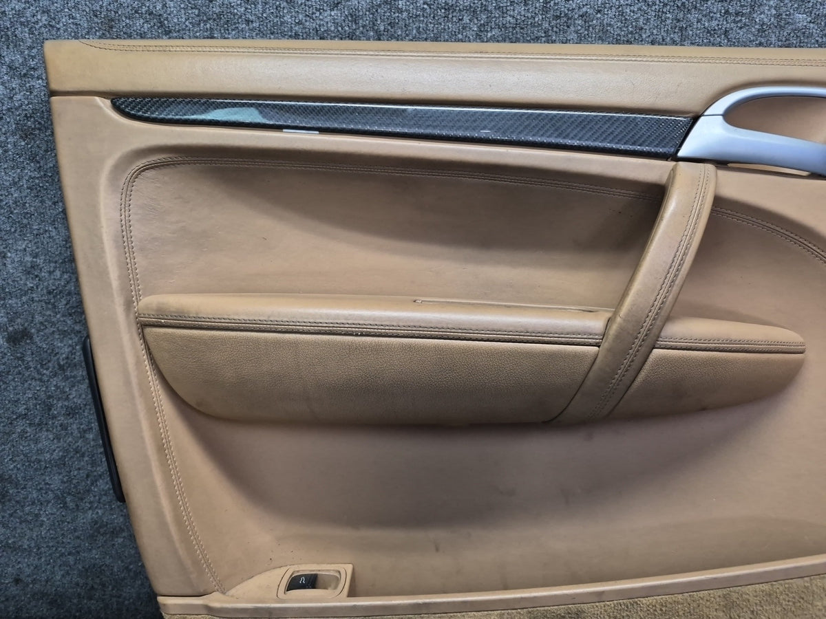 2008-2010 Porsche Cayenne 957 Front Door Interior Trim Panel Beige Set Damaged