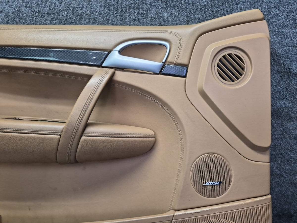 2008-2010 Porsche Cayenne 957 Front Door Interior Trim Panel Beige Set Damaged