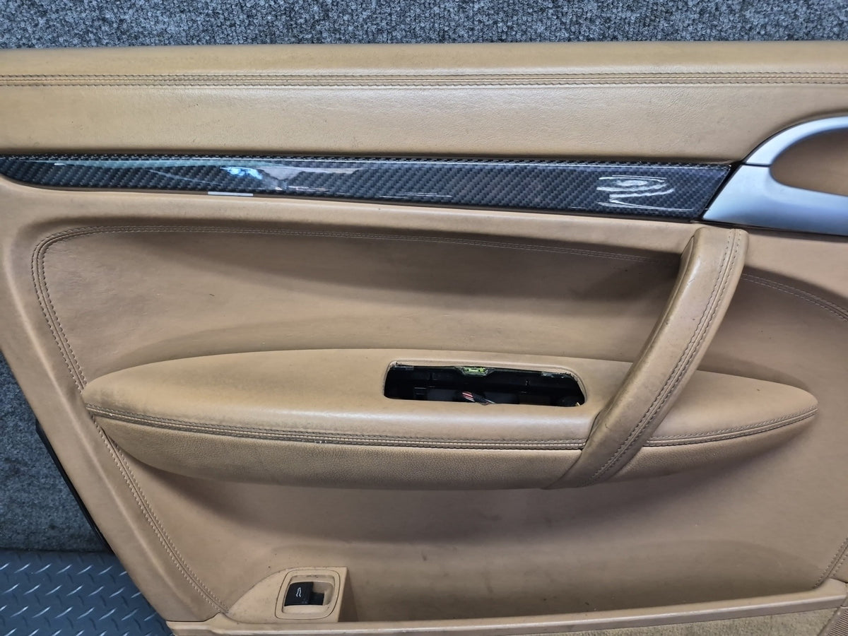 2008-2010 Porsche Cayenne 957 Front Door Interior Trim Panel Beige Set Damaged