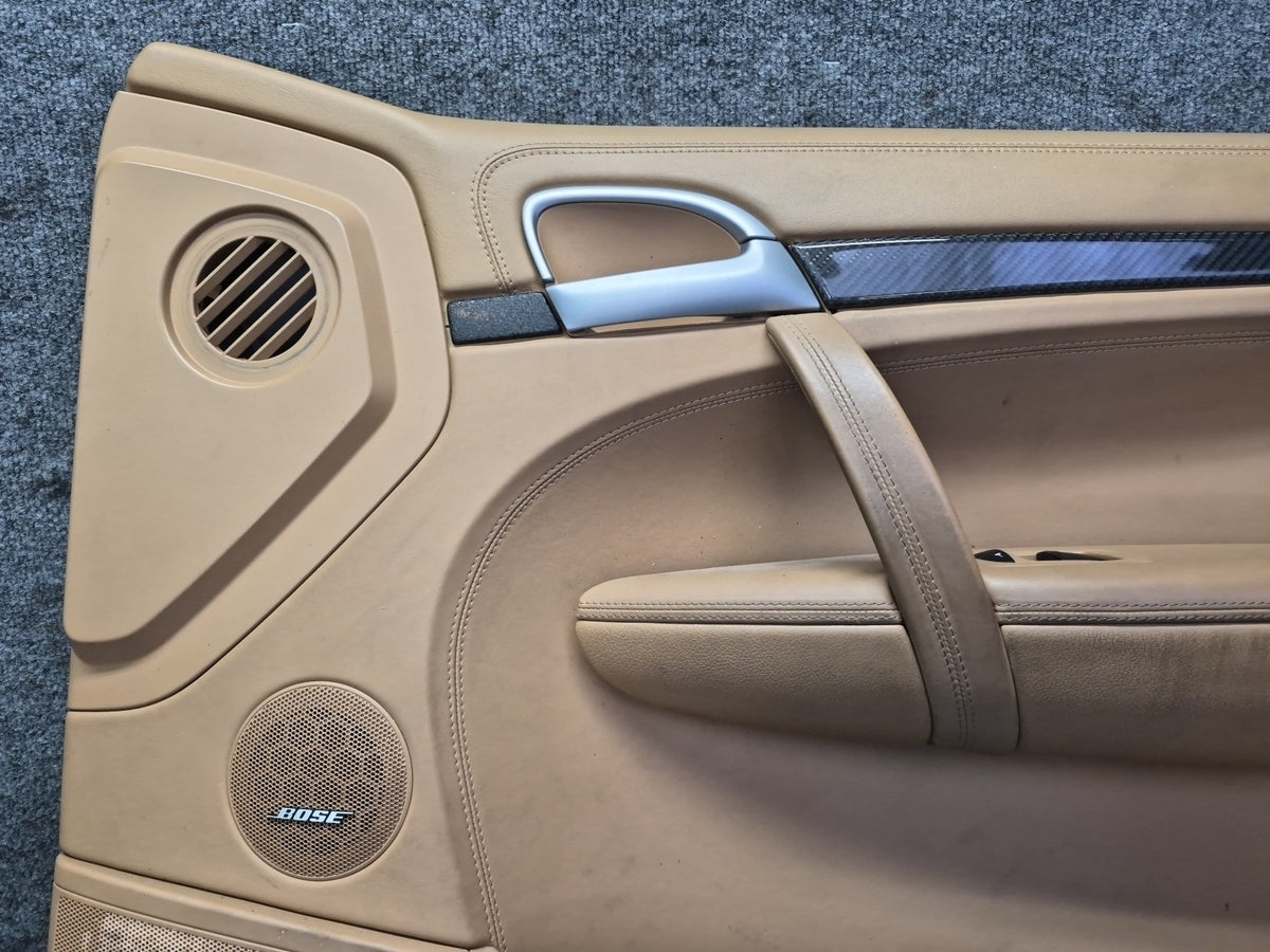 2008-2010 Porsche Cayenne 957 Front Door Interior Trim Panel Beige Set Damaged