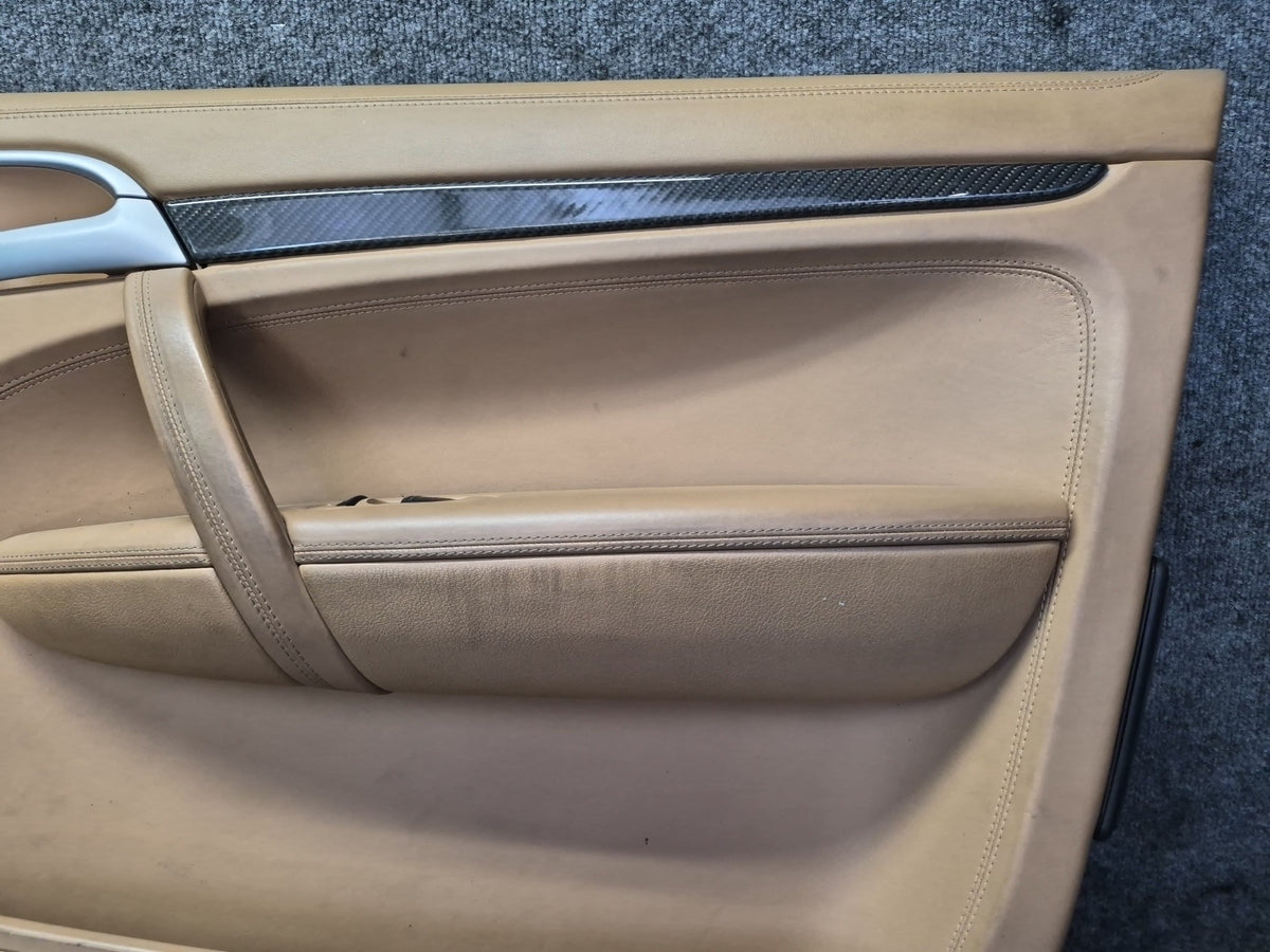 2008-2010 Porsche Cayenne 957 Front Door Interior Trim Panel Beige Set Damaged
