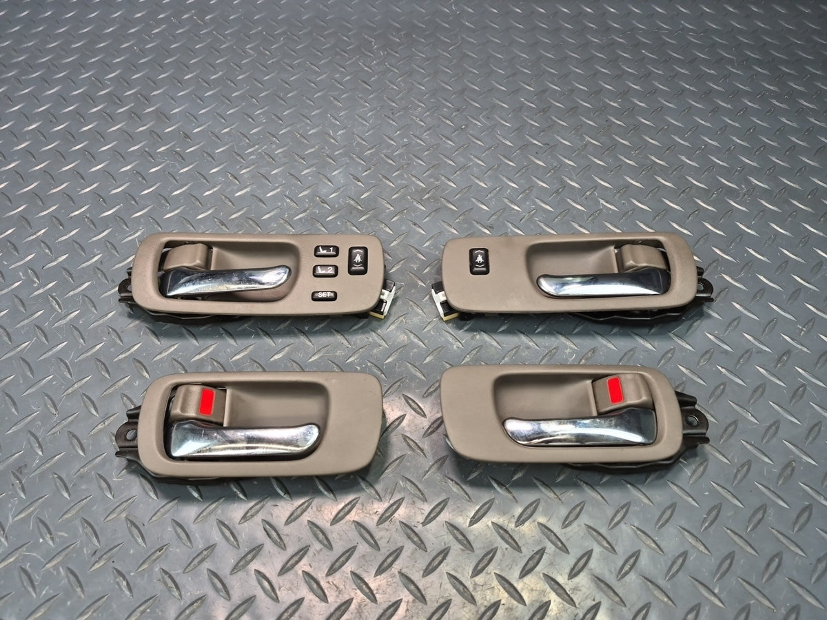 95-00 Lexus UCF20L LS400 Set of 4 Interior Door Handle w Trim & Switch Brown OEM