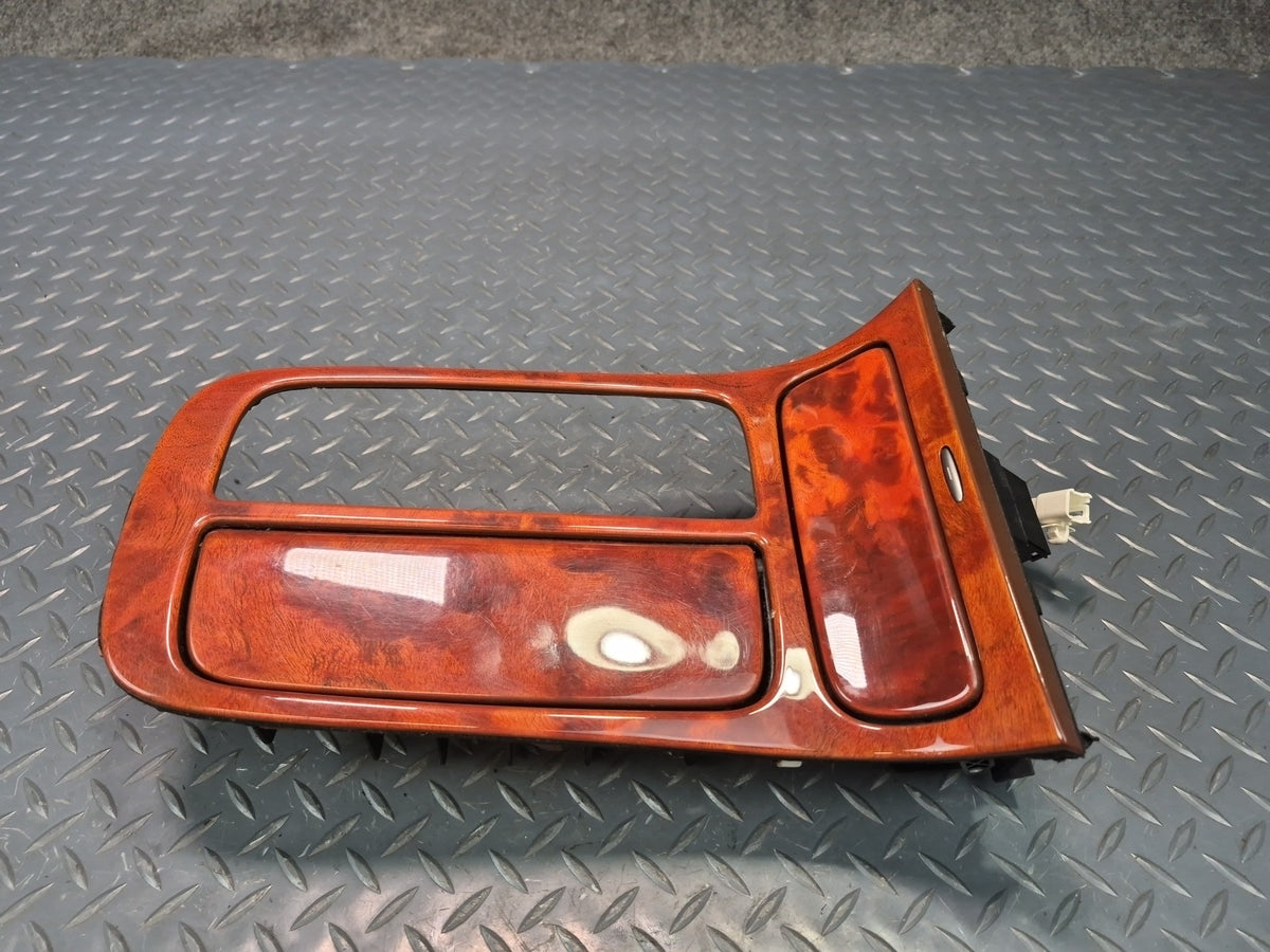 02-05 Lexus SC430 A/T Shifter Center Console Wood Trim Cover w CUP Holder Dmgd