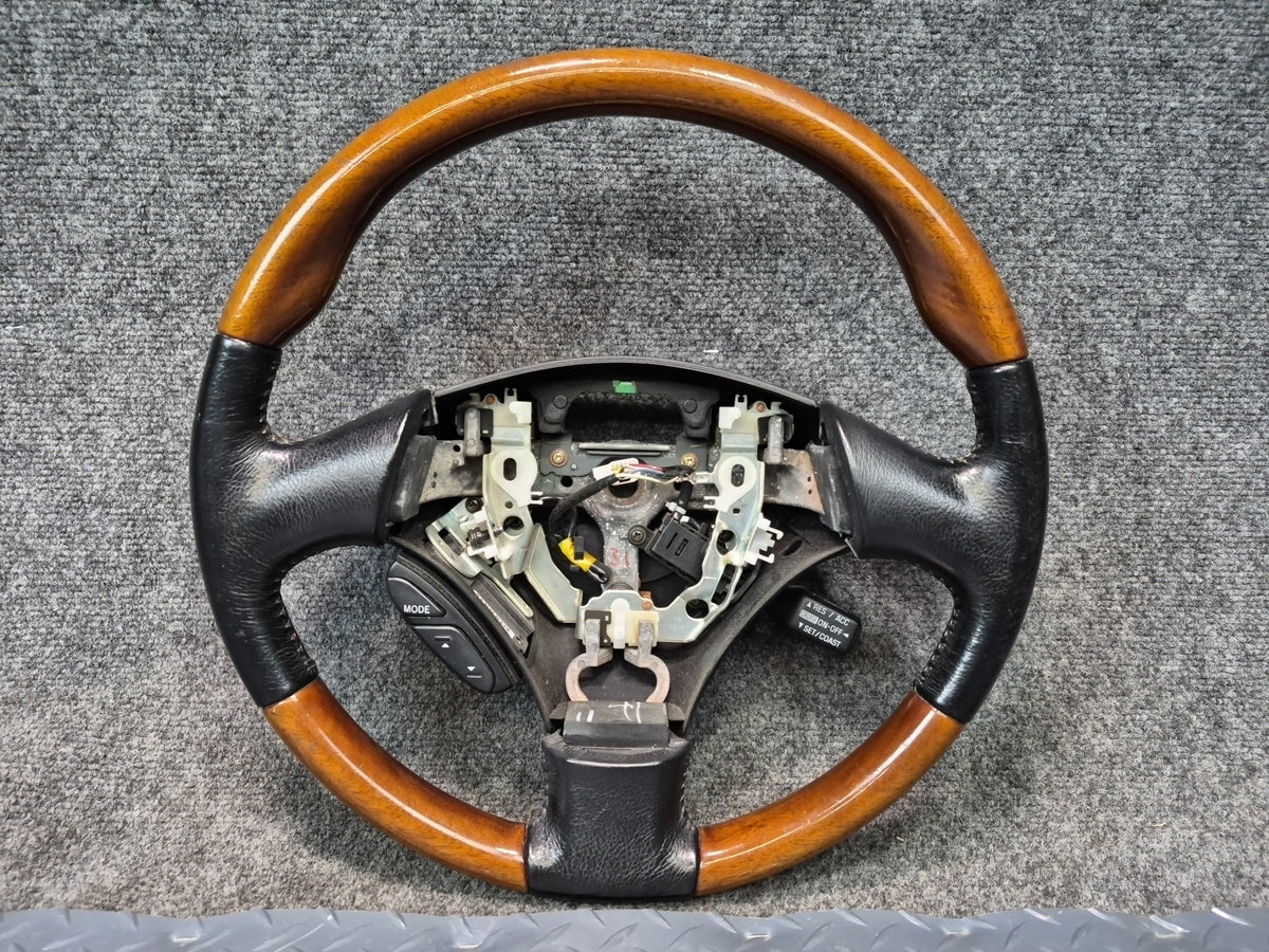 02-06 Lexus UZZ40L SC430 Leather Wood Steering Wheel w Radio & Cruise Switch OEM