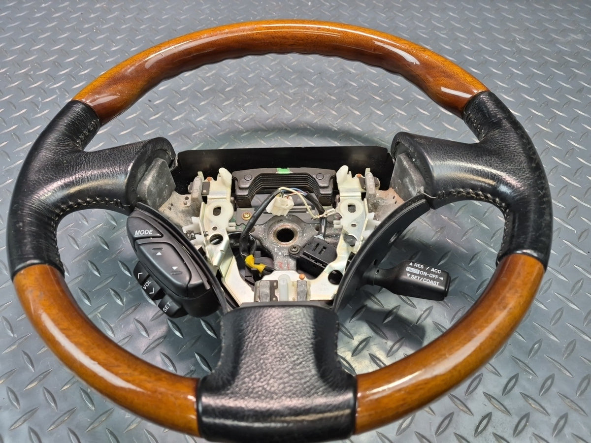 02-06 Lexus UZZ40L SC430 Leather Wood Steering Wheel w Radio & Cruise Switch OEM