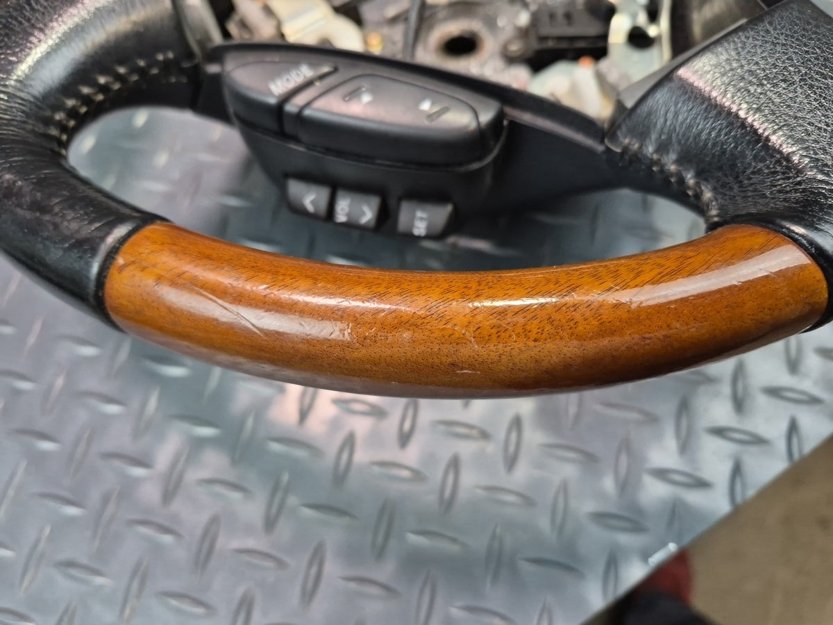 02-06 Lexus UZZ40L SC430 Leather Wood Steering Wheel w Radio & Cruise Switch OEM
