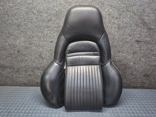 97-02 Chevrolet Corvette C5 Front Right Seat Upper Leather Cushion Black Damaged
