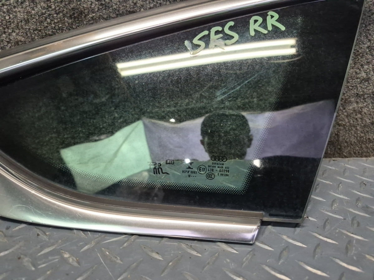 18-25 Audi F5A A5 S5 Sportback Rear Right Quarter Window Glass w Molding OEM