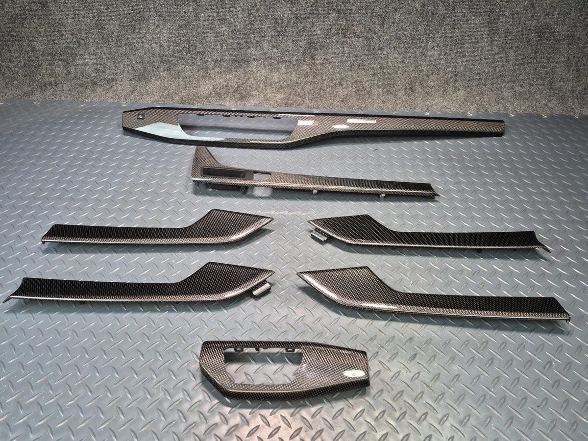 18-25 Audi F5A A5 S5 Sportback Set of 7 Dash Console Door Trim Panel Carbon OEM