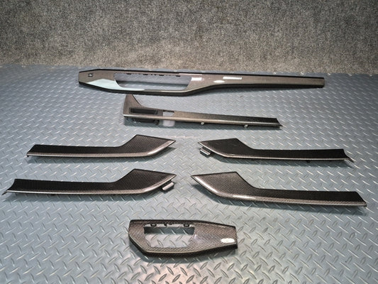 18-25 Audi F5A A5 S5 Sportback Set of 7 Dash Console Door Trim Panel Carbon OEM
