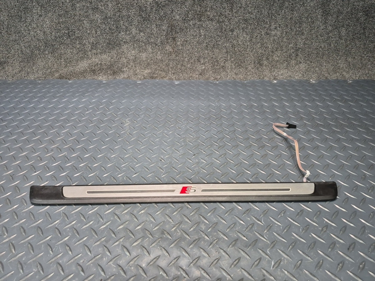 17-25 Audi A4 S4 A5 S5 S-line Set of 2 Door Scuff Sill Plate Trim w Light OEM