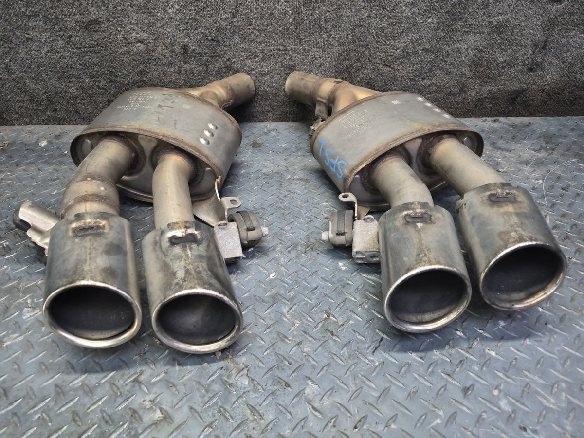 18-24 Audi F5A S5 Sportback Rear Exhaust Muffler w Chrome Tips Set of 2 OEM