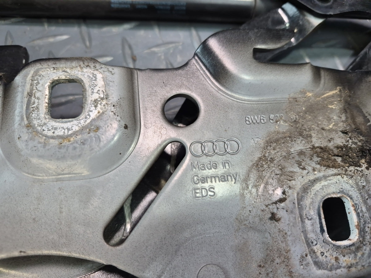 18-25 Audi A5 S5 Front Left & Right Hood Hinge w Shock Support Set Black OEM